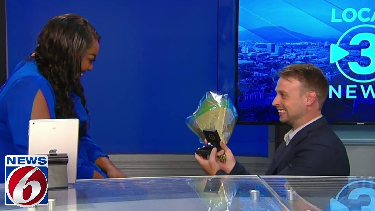 Reporter Proposes To Anchor On Tv News Set