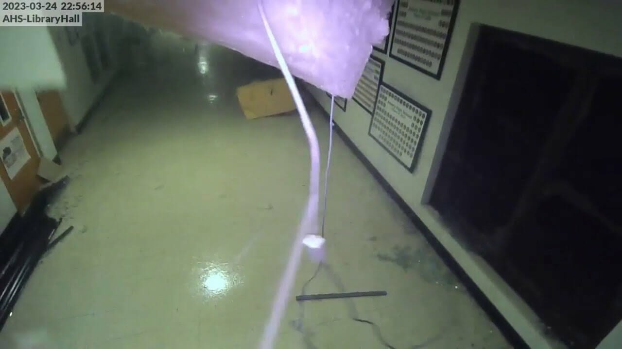 Wild CCTV: Tornado damages high school in Amory, Mississippi | Houston