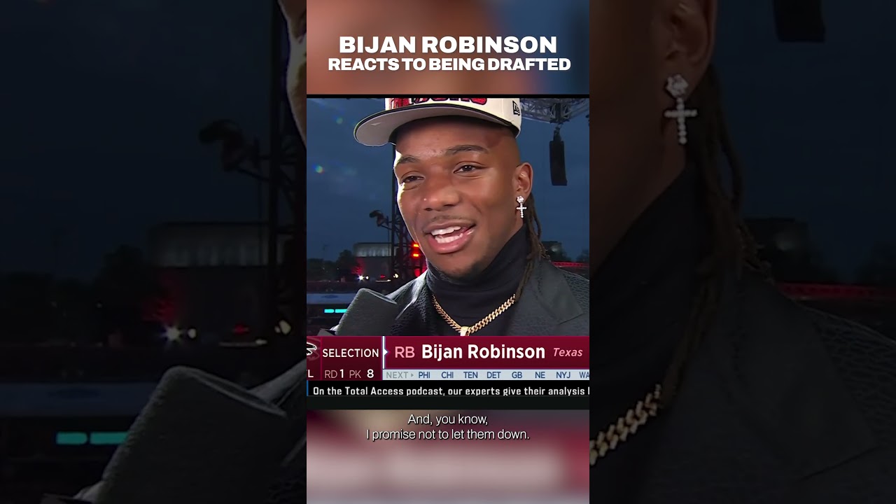 Bijan Robinson Reacts To Being Drafted 🥹 | Atlanta Falcons #shorts