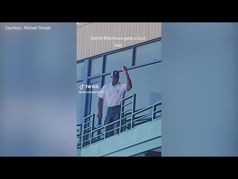 David Robinson Snags A Foul Ball At San Antonio Missions Game