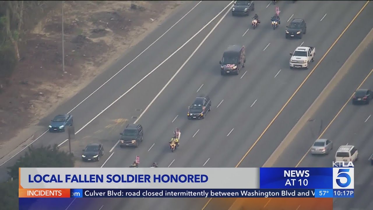 Funeral Procession Held For Fallen Soldier From L.a.