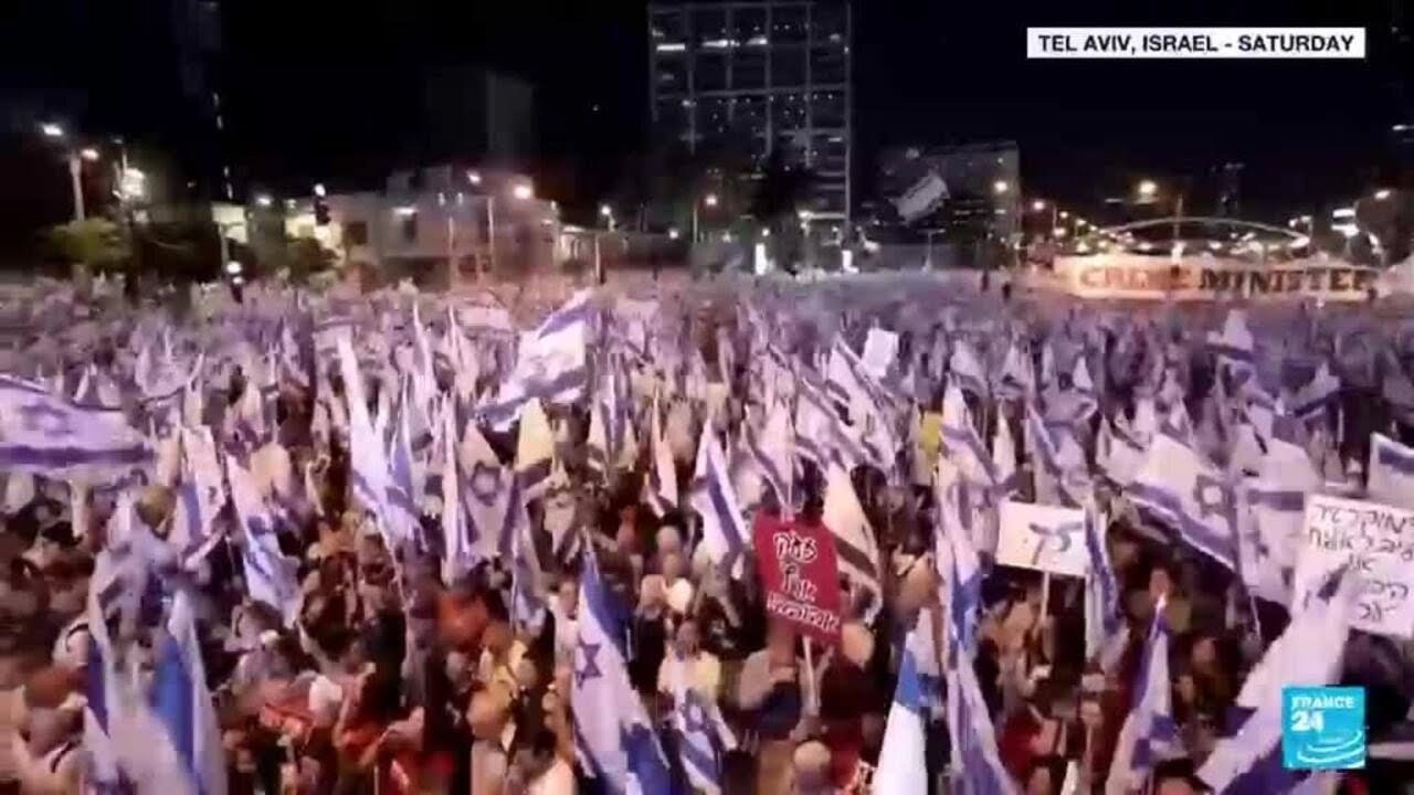 Israelis Protest For 16th Consecutive Week Against Netanyahu’s Judicial Reform • France 24 English