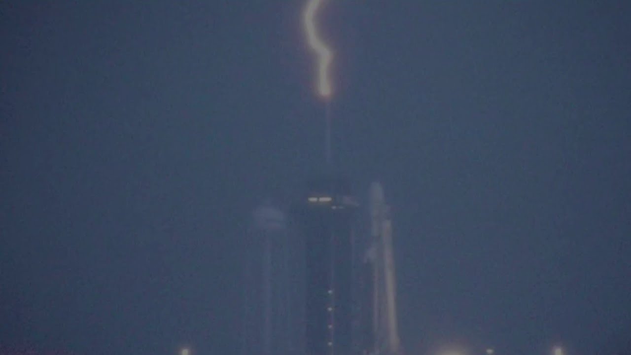 Lightning Strikes Launch Pad At Kennedy Space Center