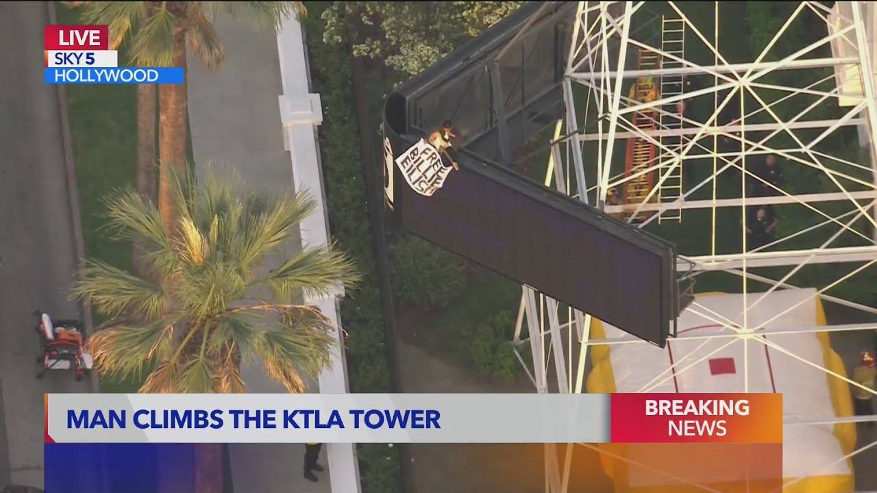 Man Climbs Ktla Tower In Hollywood