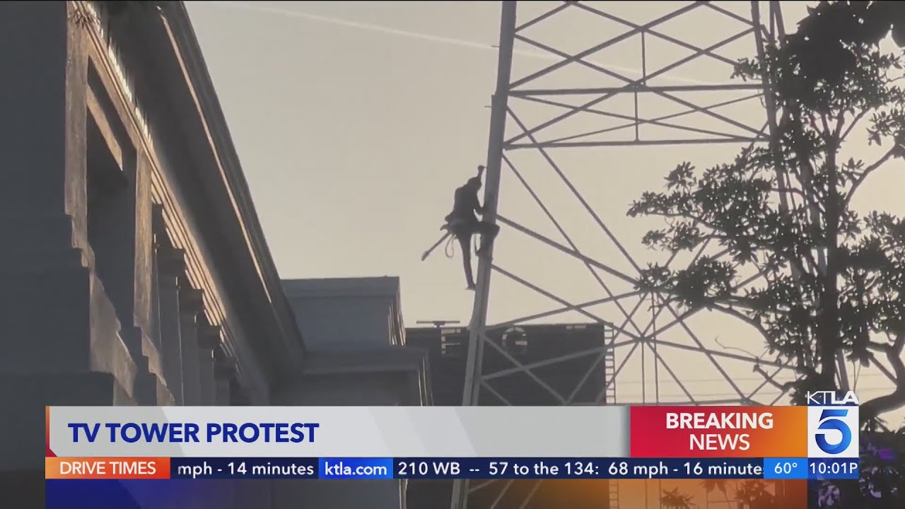 Man Scales Ktla Radio Tower Holding ‘free Billie Eilish’ Sign