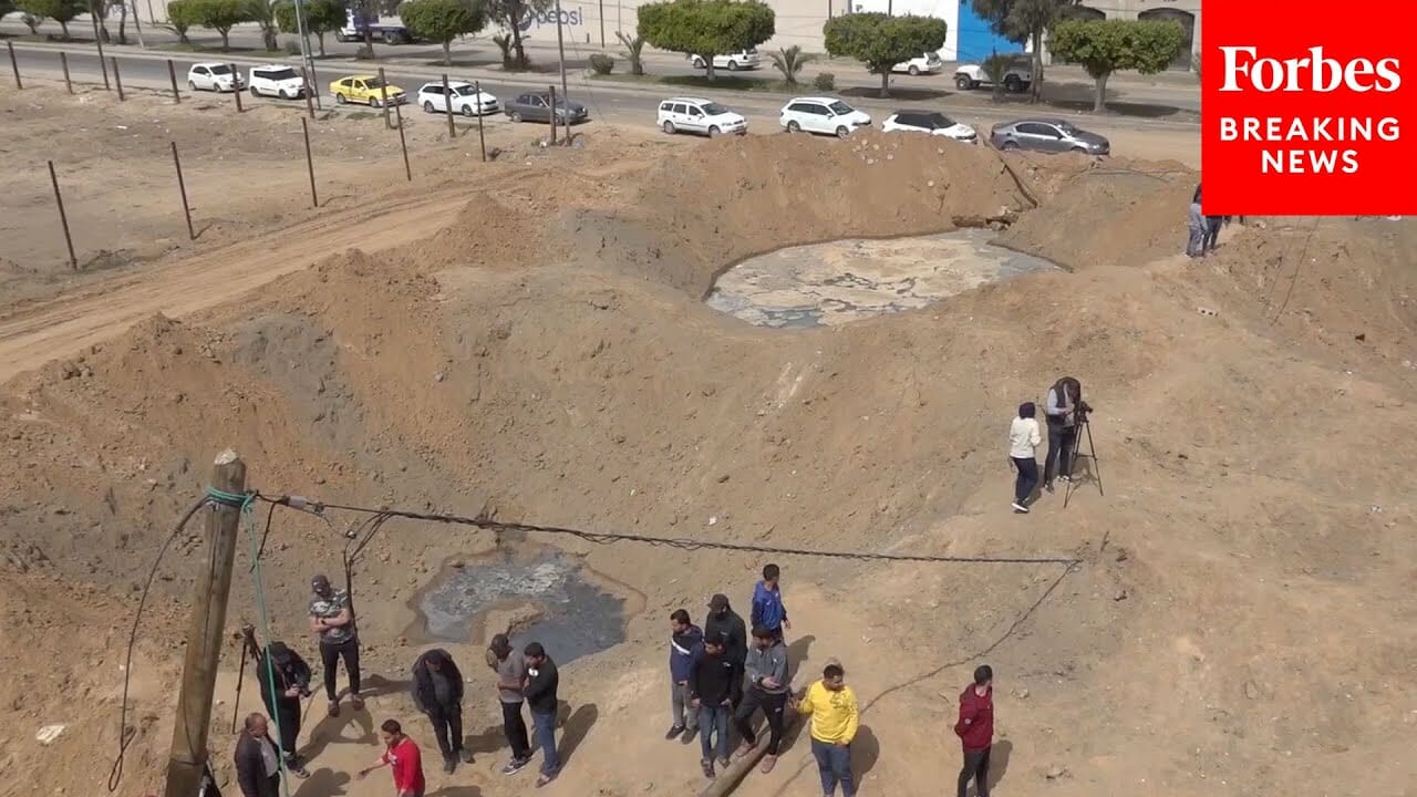 Massive Crater Left Behind From Israeli Airstrikes