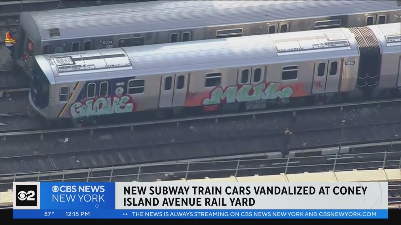 New Subway Cars Vandalized At Coney Island Rail Yard