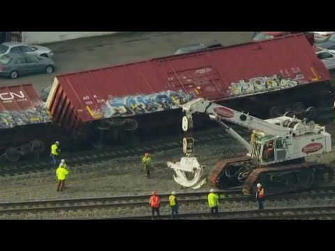 Over A Dozen Freight Cars Overturned After Train Derailment In Blue Island