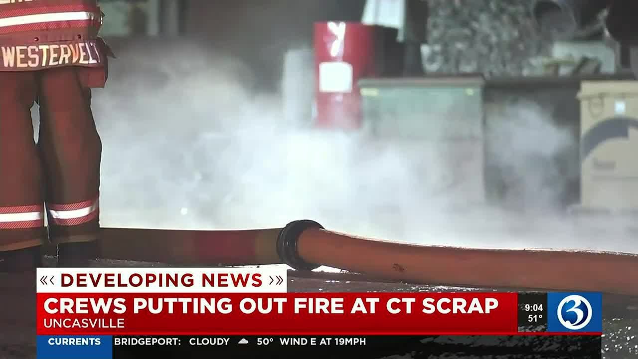 Putting Out Fire At Connecticut Scrap