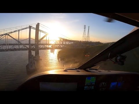 Raw; CHP helicopter investigates report of trespassers underneath  Carquinez Bridge