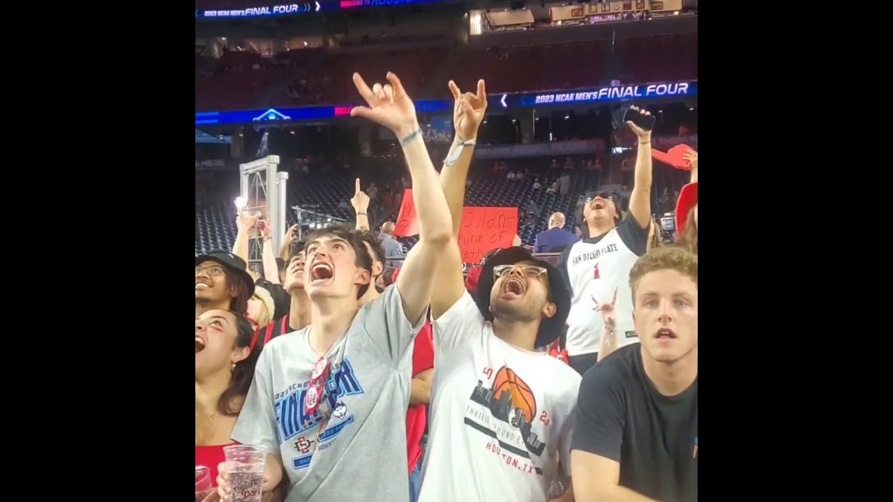 San Diego State fans cheering ahead of NCAA Final Four game against Florida Atlantic | Houston