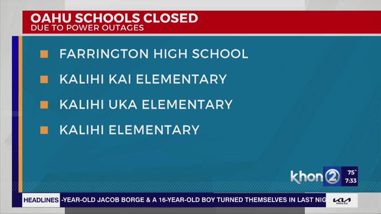 Some Oahu Schools Closed Wednesday