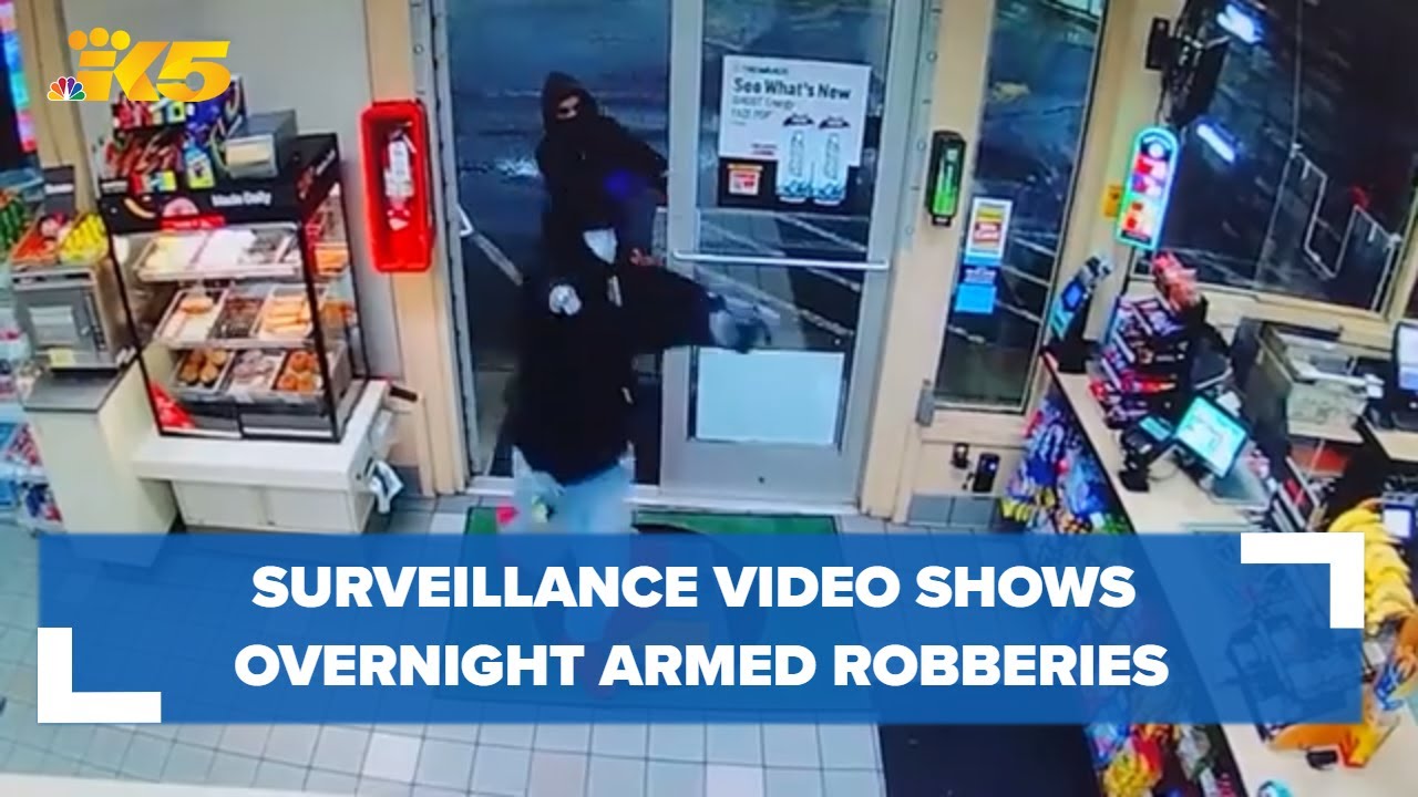 Surveillance Video Shows Multiple Overnight Convenience Store Armed Robberies