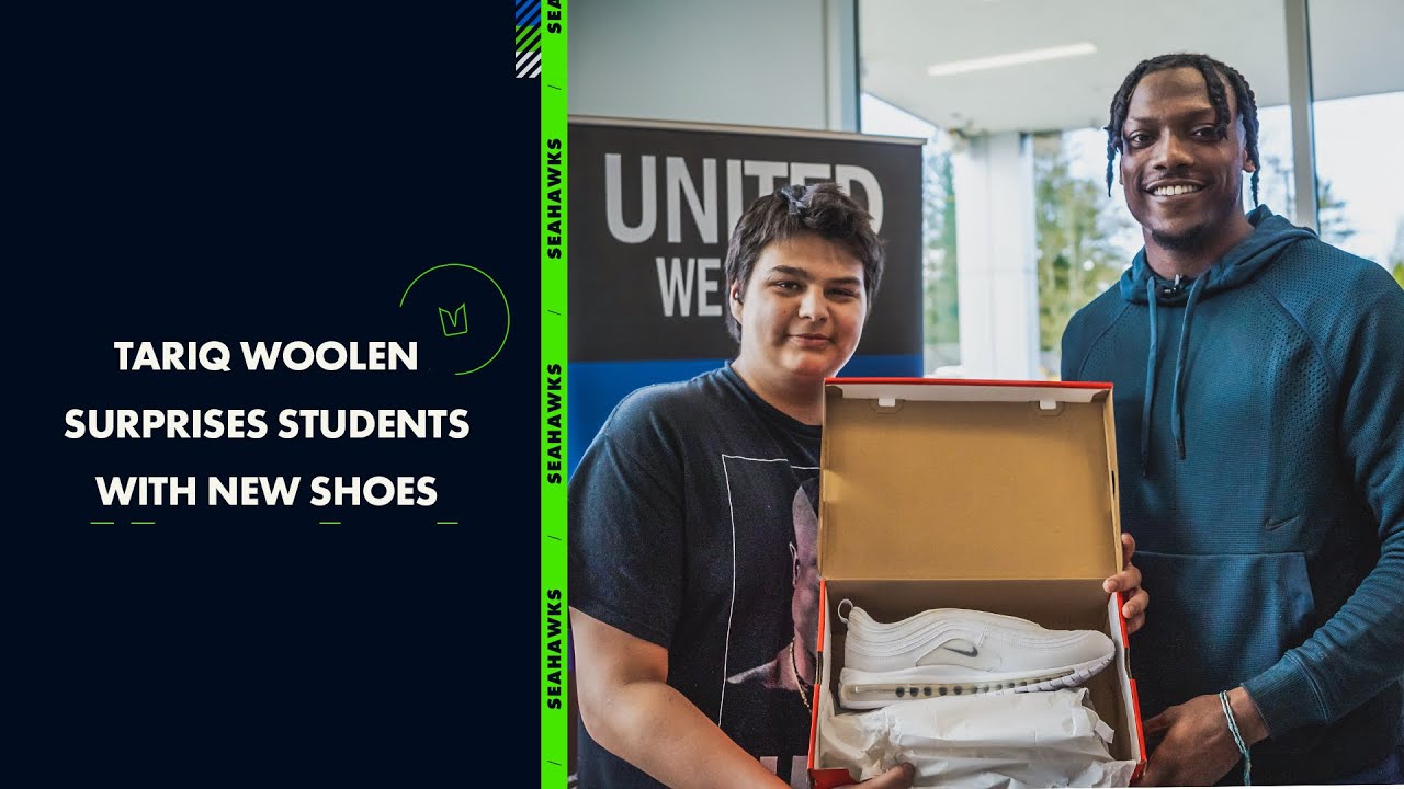 Tariq Woolen Surprises Students With 100 Pairs Of Nikes | 2023 Seattle Seahawks