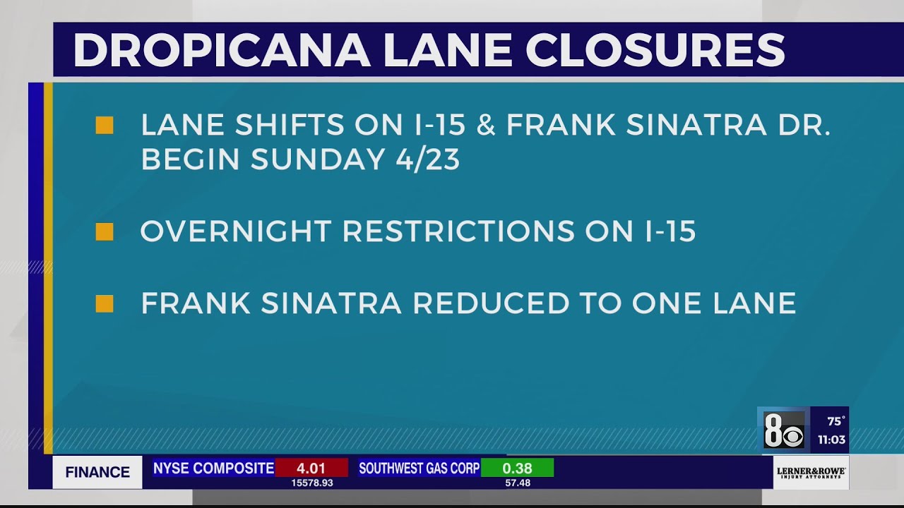 Upcoming Lane Restrictions In Las Vegas Along I 15, Frank Sinatra Drive