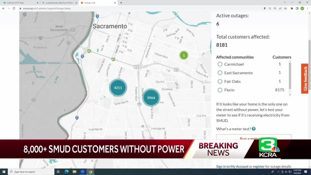 8,100 Smud Customers Lose Power In Sacramento, Outage Map Says