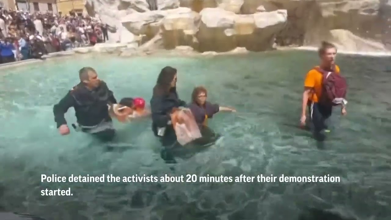 Activists Pour Black Liquid Into Trevi Fountain | Ap