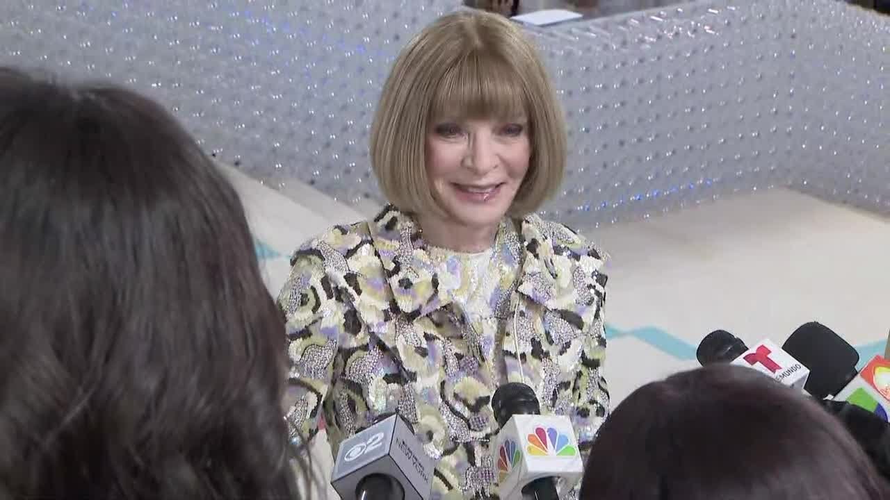 Anna Wintour Speaks On Red Carpet At Met Gala 2023