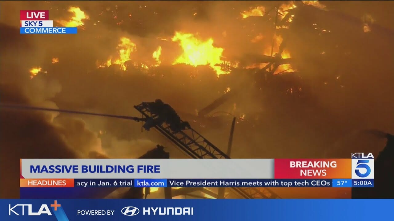 Commerce Industrial Building Engulfed By 3rd Alarm Blaze