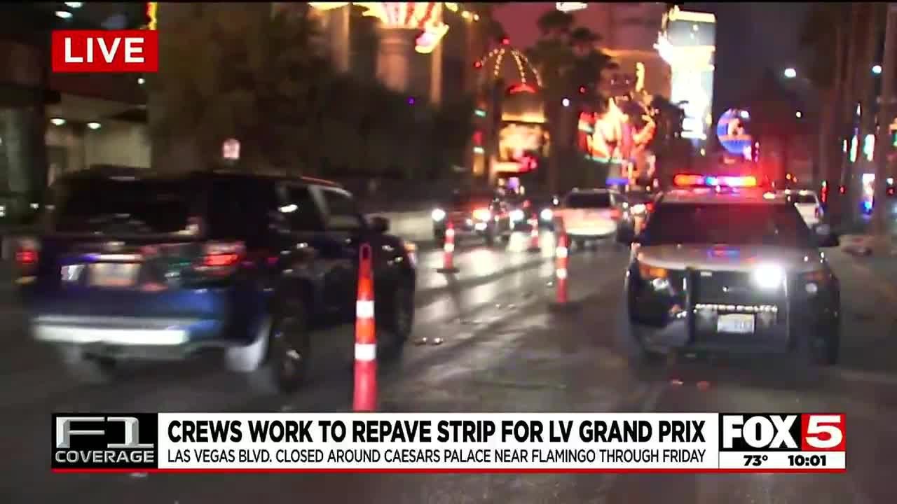 Crews Work To Repave Las Vegas Strip Ahead Of F1’s Las Vegas Prix