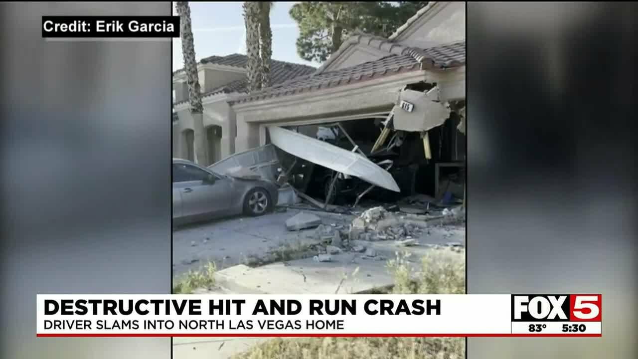 Driver Slams Into North Las Vegas Home In Hit And Run Crash