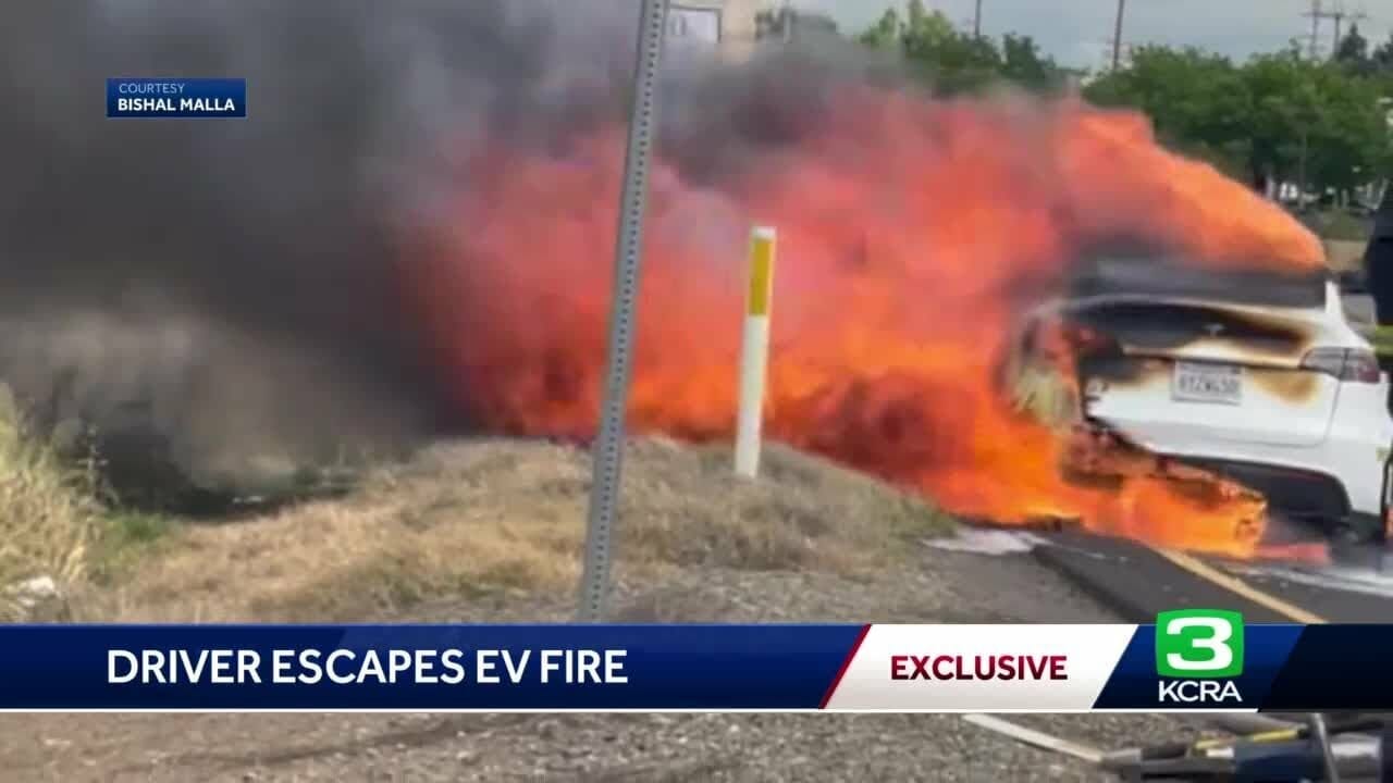 Elk Grove Father Says He Grateful To Be Alive After Tesla Catches Fire Near Highway 99