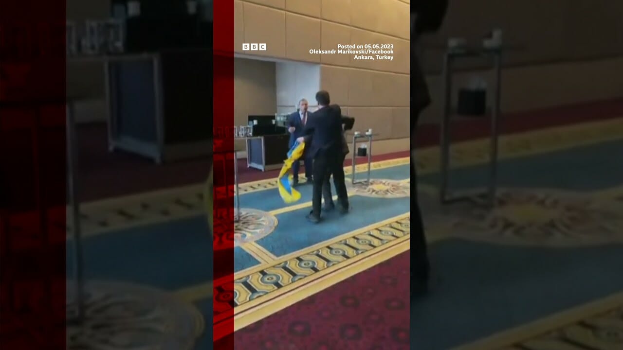 Fighting Breaks Out Between Russian And Ukrainian Delegations. #shorts #bbcnews