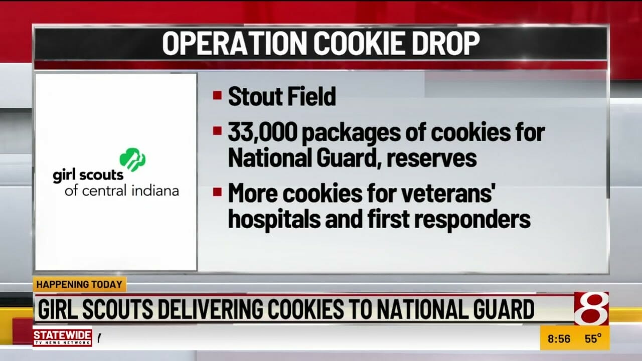 Girl Scouts Delivering Cookies To National Guard