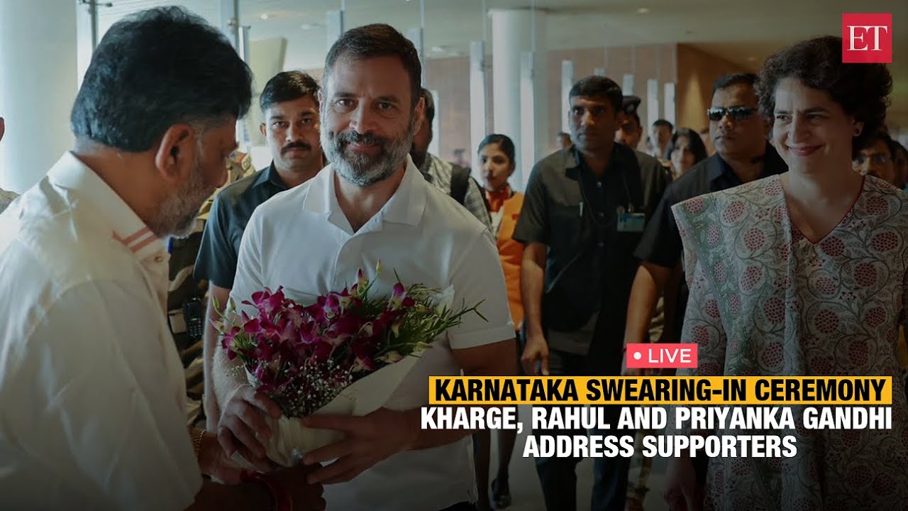 Karnataka Swearing In: Kharge, Rahul And Priyanka Gandhi Address Supporters In B’luru | Live | Econ Times