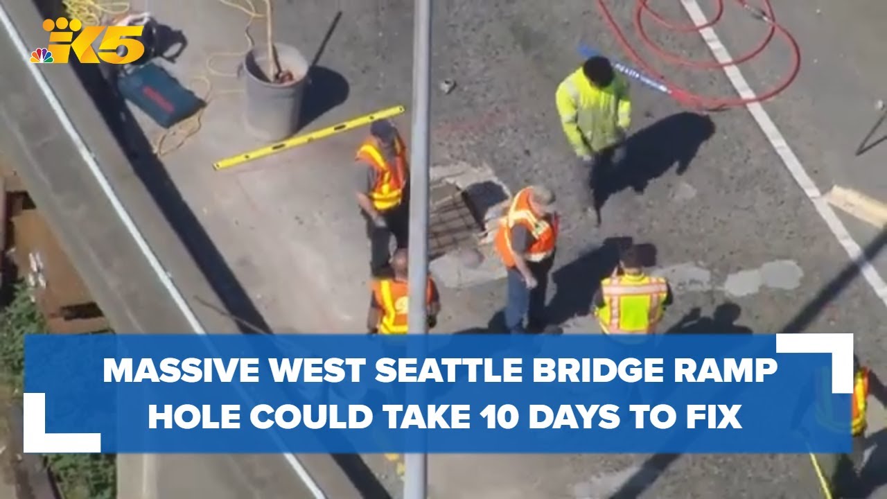 Massive Hole On West Seattle Bridge Ramp Could Take 10 Days To Repair