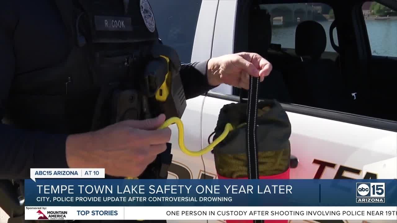 Police Demonstrate How Throw Bags Are Used As Some Question Tempe Town Lake Safety