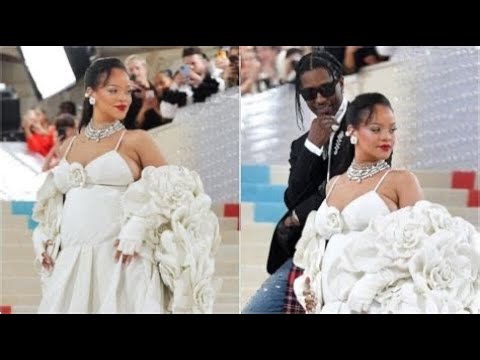 Pregnant Rihanna Resembles A Bride At 2023 Met Gala With A$ap