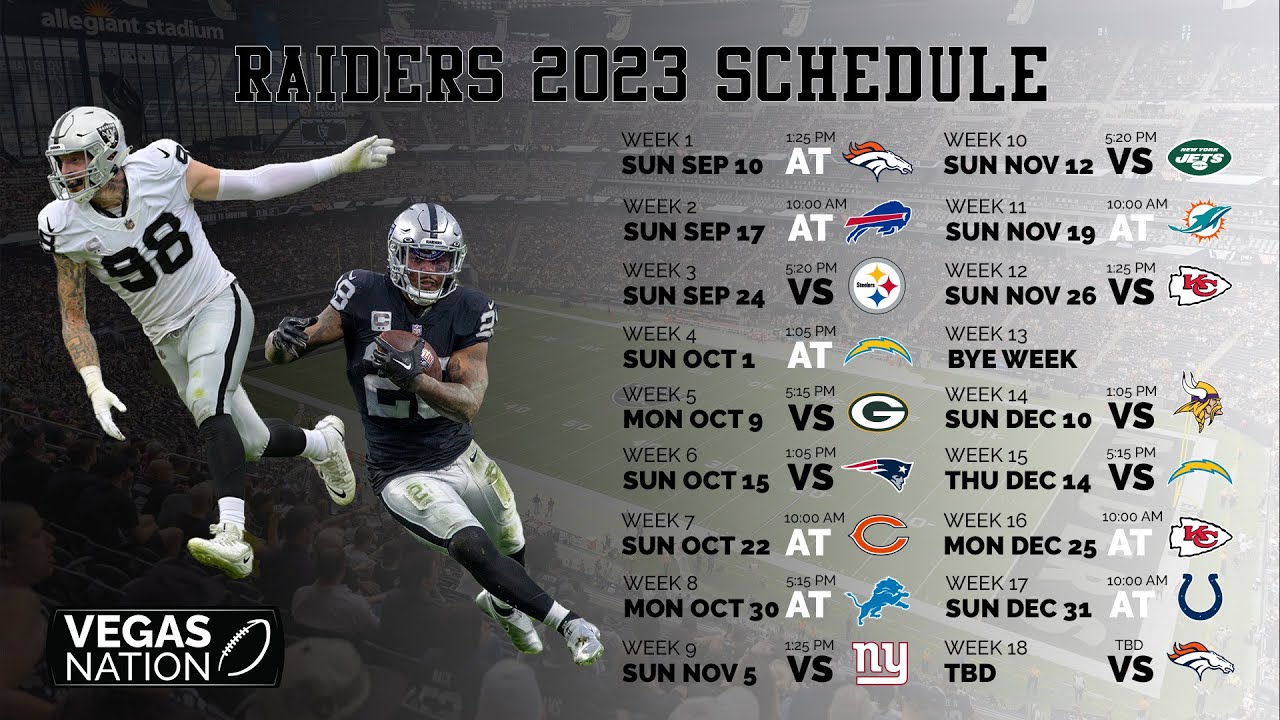 Raiders’ 2023 Season Schedule Released