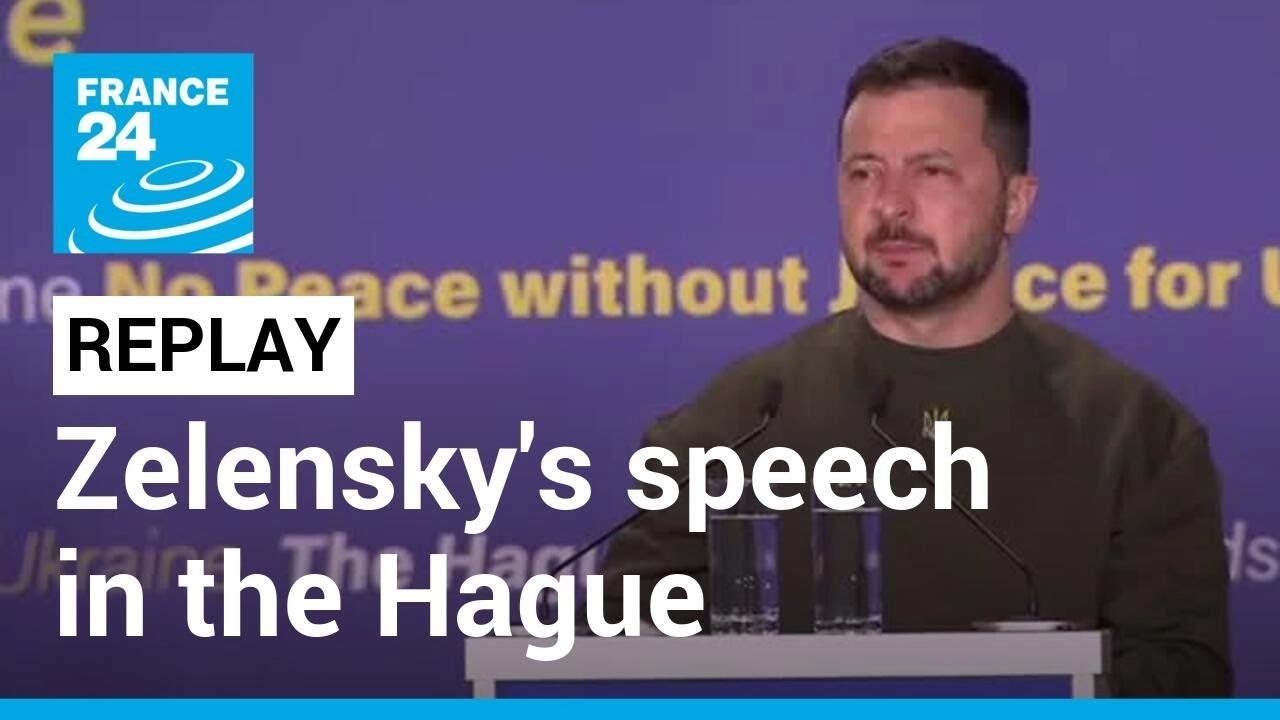 Replay: Ukraine President Zelensky Delivers Speech After Strikes Rock Kyiv In The Hague