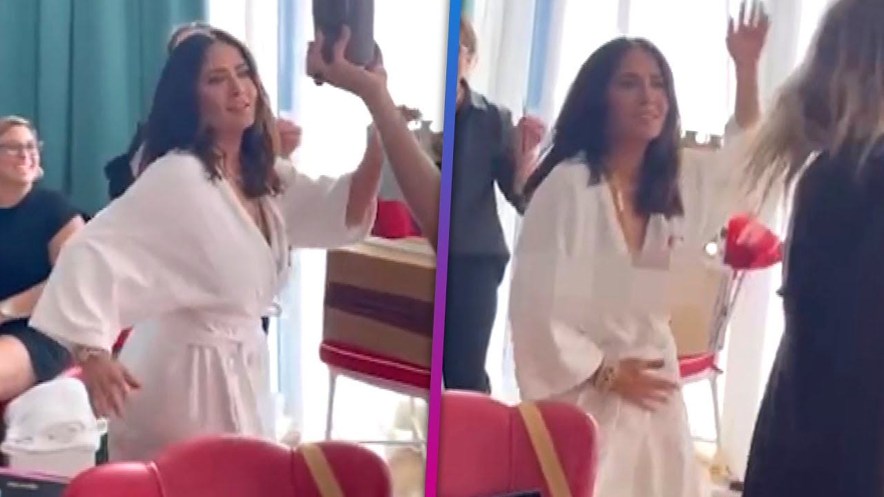 Salma Hayek Suffers Multiple Wardrobe Malfunctions During Bathrobe Dance Party!