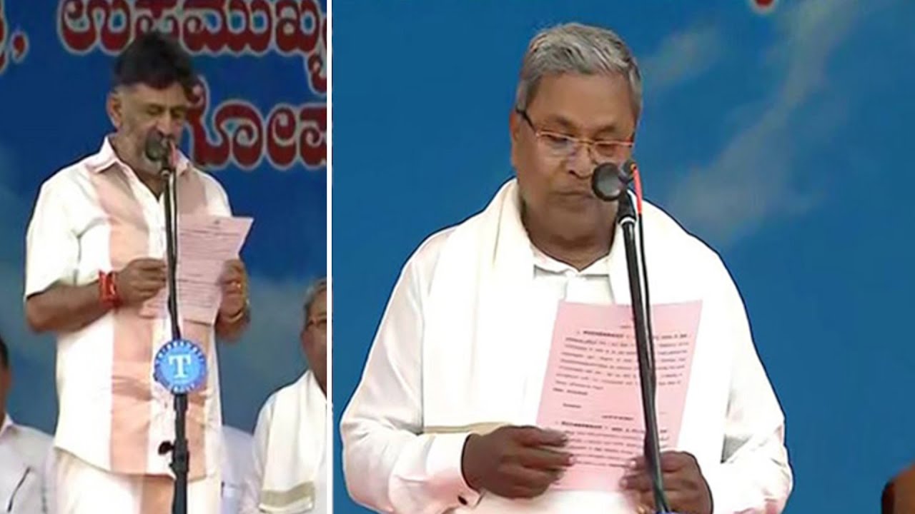 Siddaramaiah Takes Oath As New Karnataka Cm, Dk Shivakumar As His Deputy | Econ Times