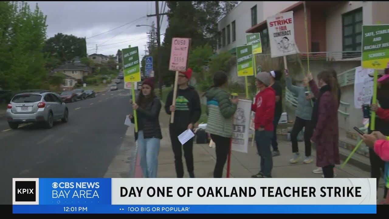 Teachers picket outside Oakland schools on first day of strike