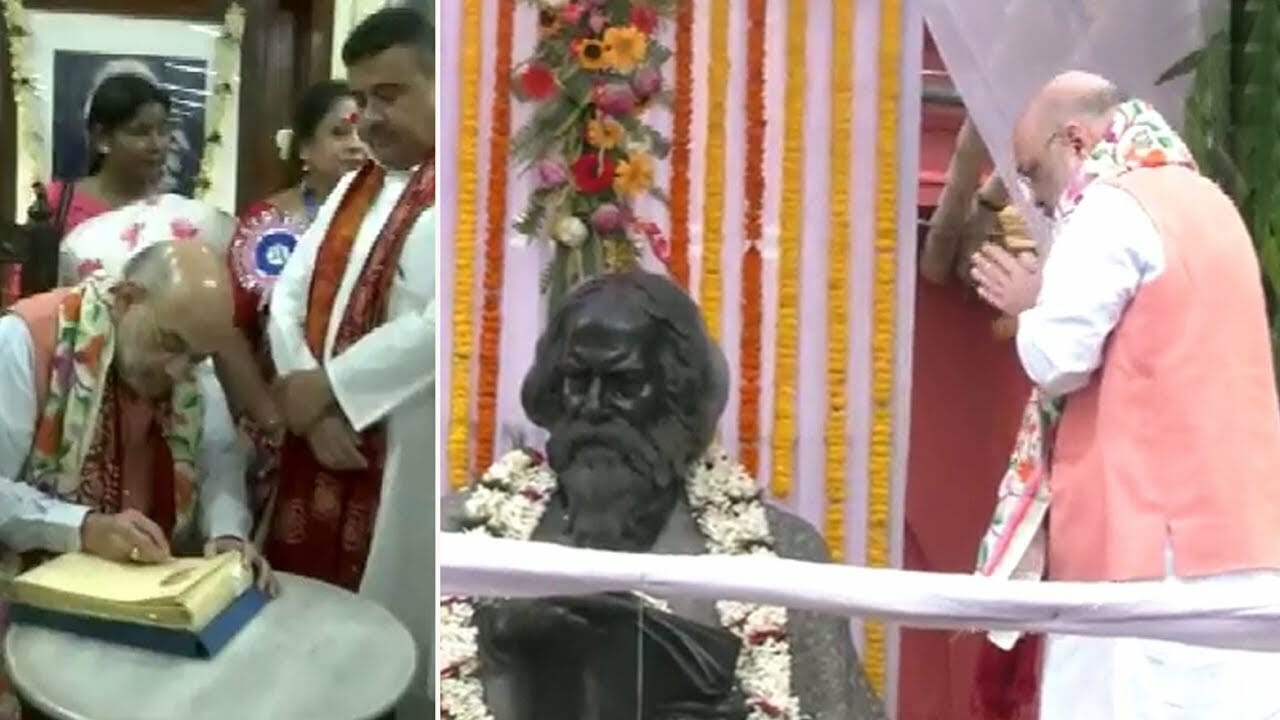 Watch: Amit Shah Visits Ancestral House Of Rabindranath Tagore, Offers Floral Tributes | Econ Times