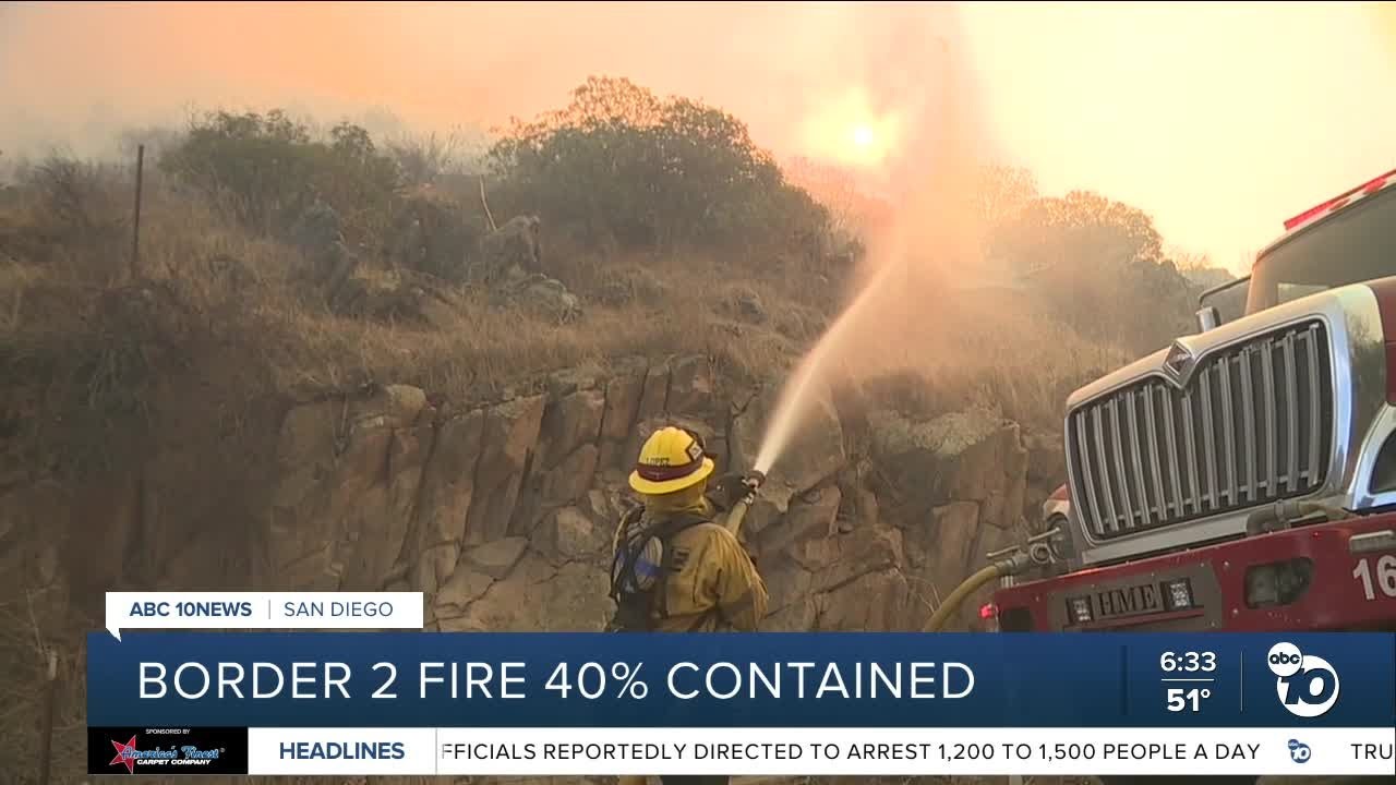 Improved conditions help firefighters in battle against Border 2 Fire | San Diego News