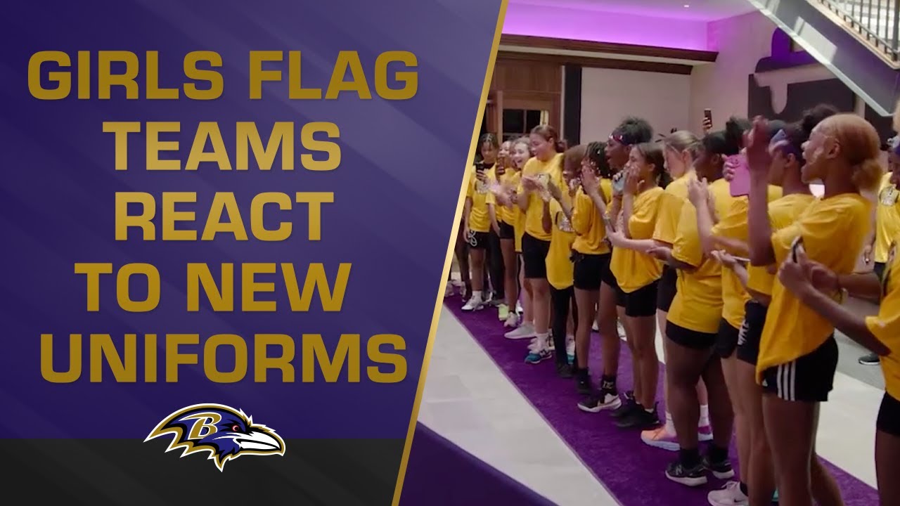 Watch Girls Flag Football Teams React To Their Jersey Reveal | Baltimore Ravens