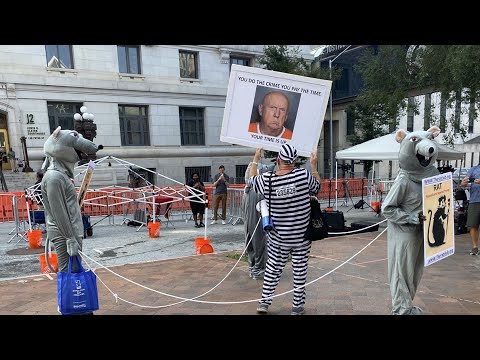 Protesters Against Trump Gather At Fulton County Courthouse Ahead Of His Planned Surrender