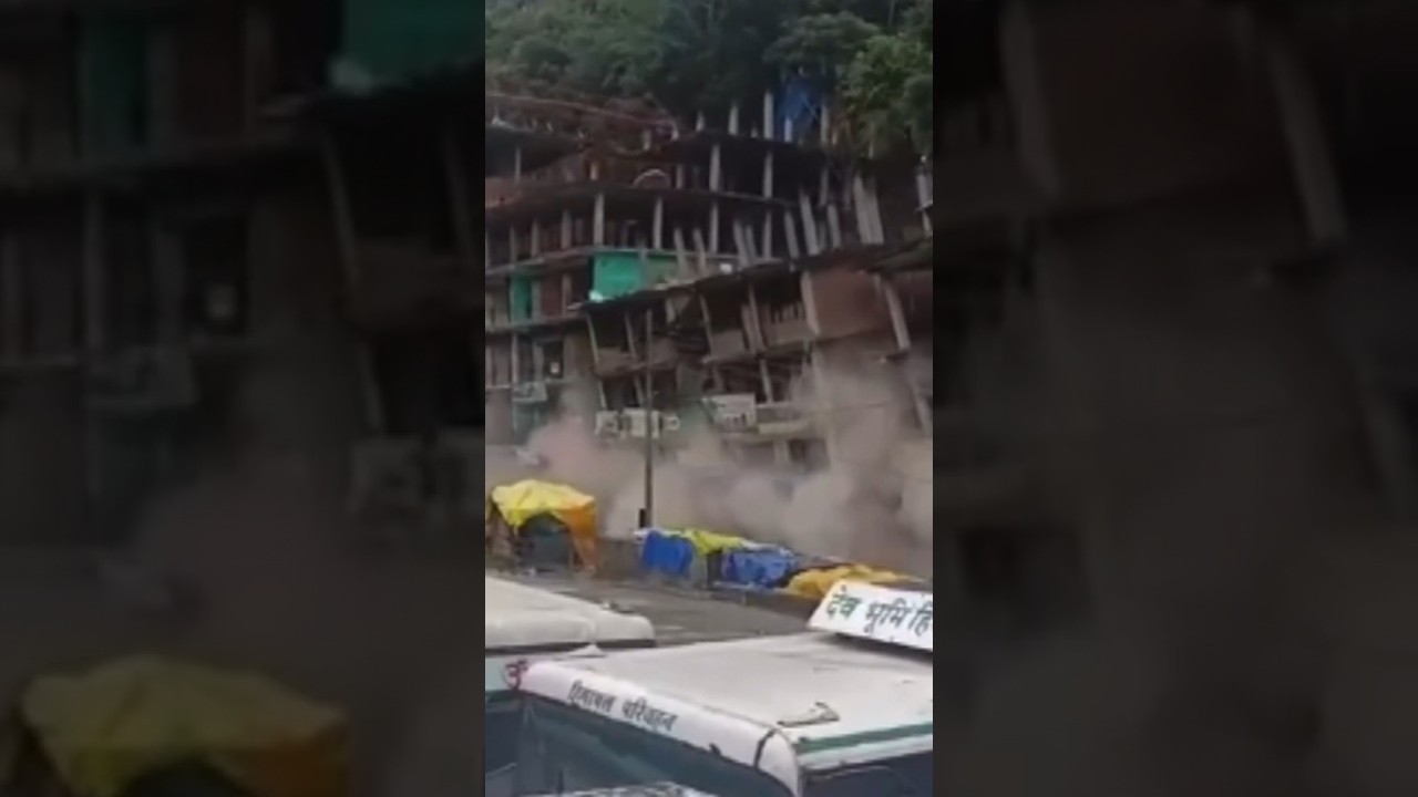 Moment Landslide Crushes Buildings In India