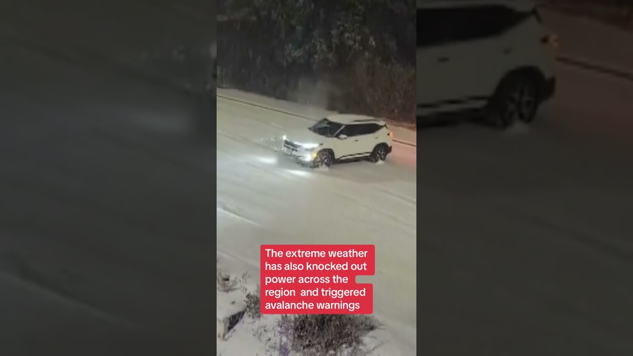 Car Slides Along Road Amid Avalanche Warnings In British Columbia Region