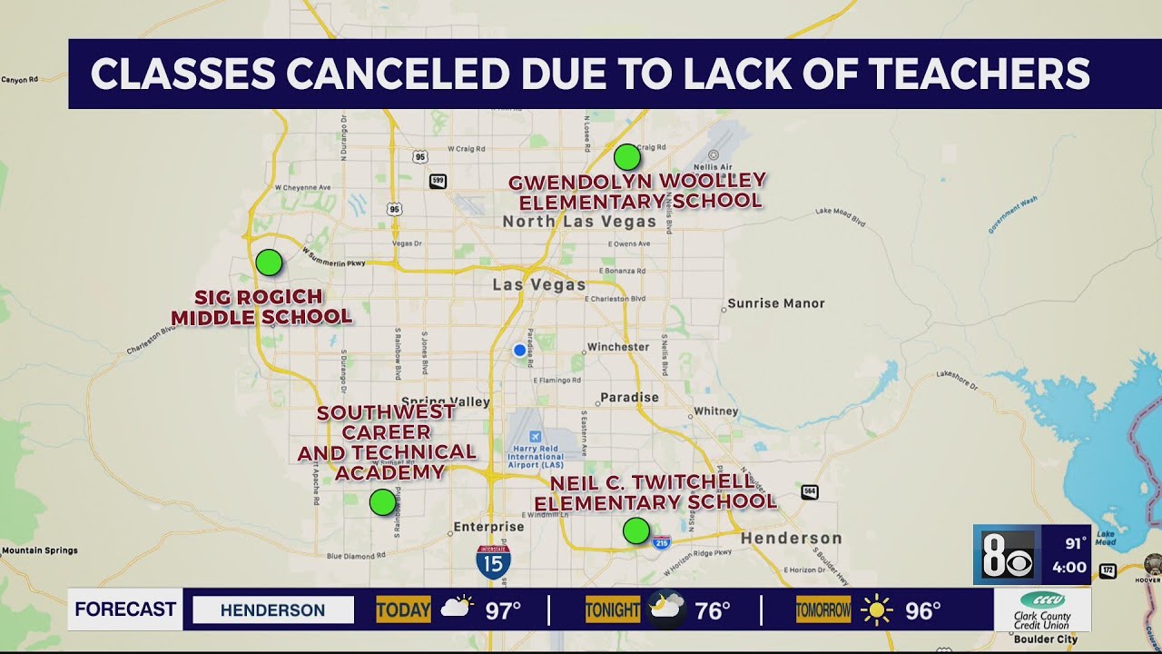 Classes Canceled At 4 Las Vegas Valley Schools Tuesday, Due To Lack Of Teachers