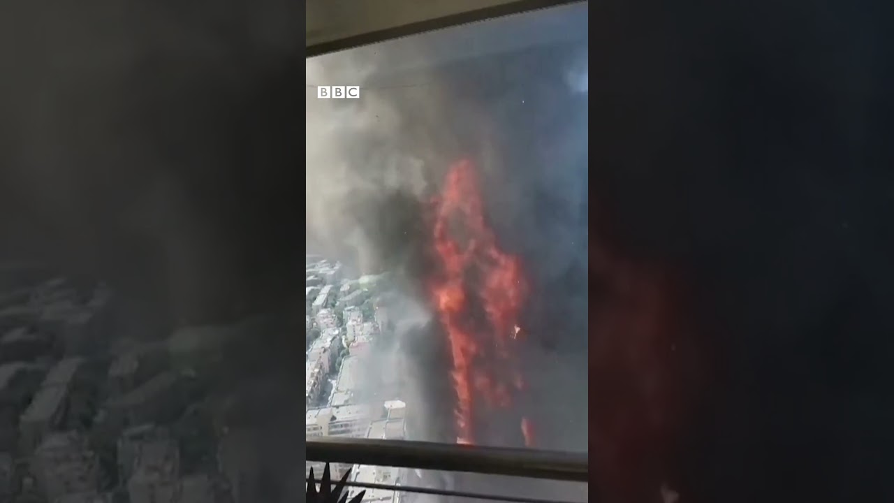 A Huge Fire Ripped Through An Office Building In China #shorts #fire #bbcnews