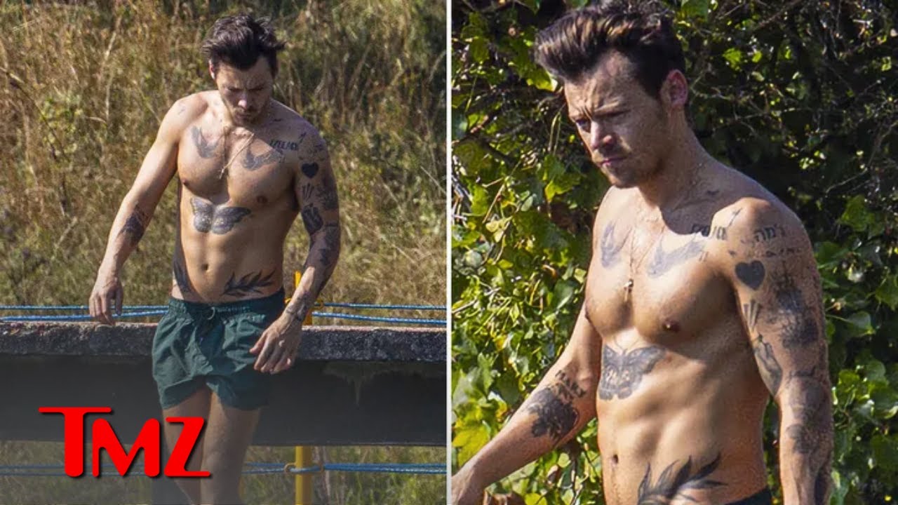 Harry Styles Shows Off Ripped Body In English Duck Pond | Tmz Tv