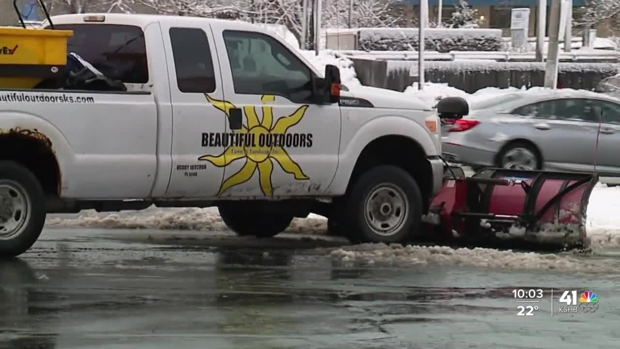 Independent Snow Plow Crews Busy At Work After Storm Blankets Kansas City Area