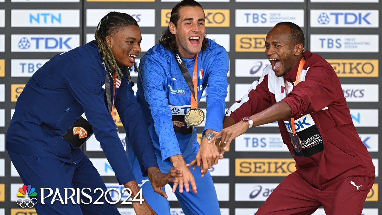 Tamberi Celebrates With Podium, Fans After Receiving High Jump World Championship Gold | Nbc Sports