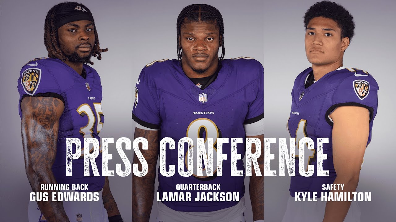 Lamar Jackson, Gus Edwards, Kyle Hamilton Media Availability | Baltimore Ravens