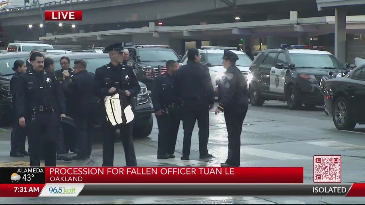 Procession For Fallen Oakland Officer Tuan Le Gathering Downtown